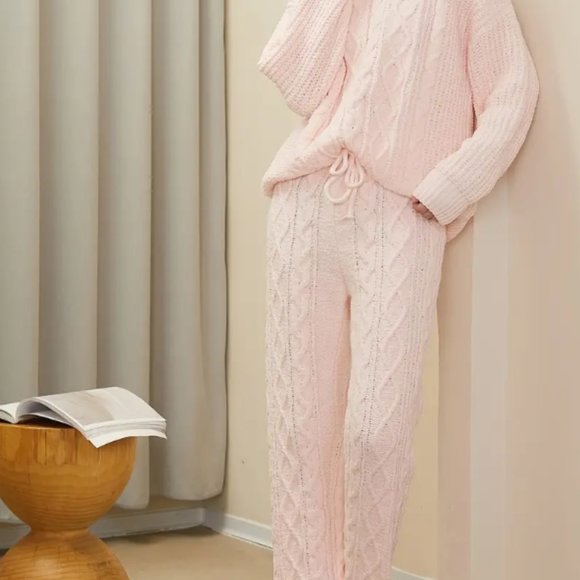 Thermal Textured Loungewear , Sweater Pullover Tops & Straight Leg Pants Pajamas - Picture 5 of 5